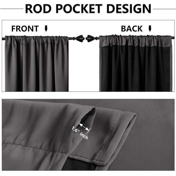 100% Thermal Blackout Curtains - Grey, 52 x 45 inch, Single - Picture 5 of 6